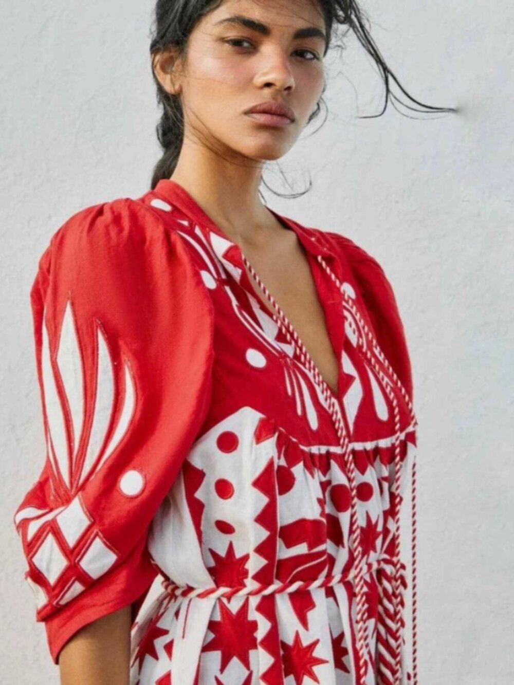 FARM Rio Red Tropical Cutwork Midi Dress NWT XL - Picture 5 of 9